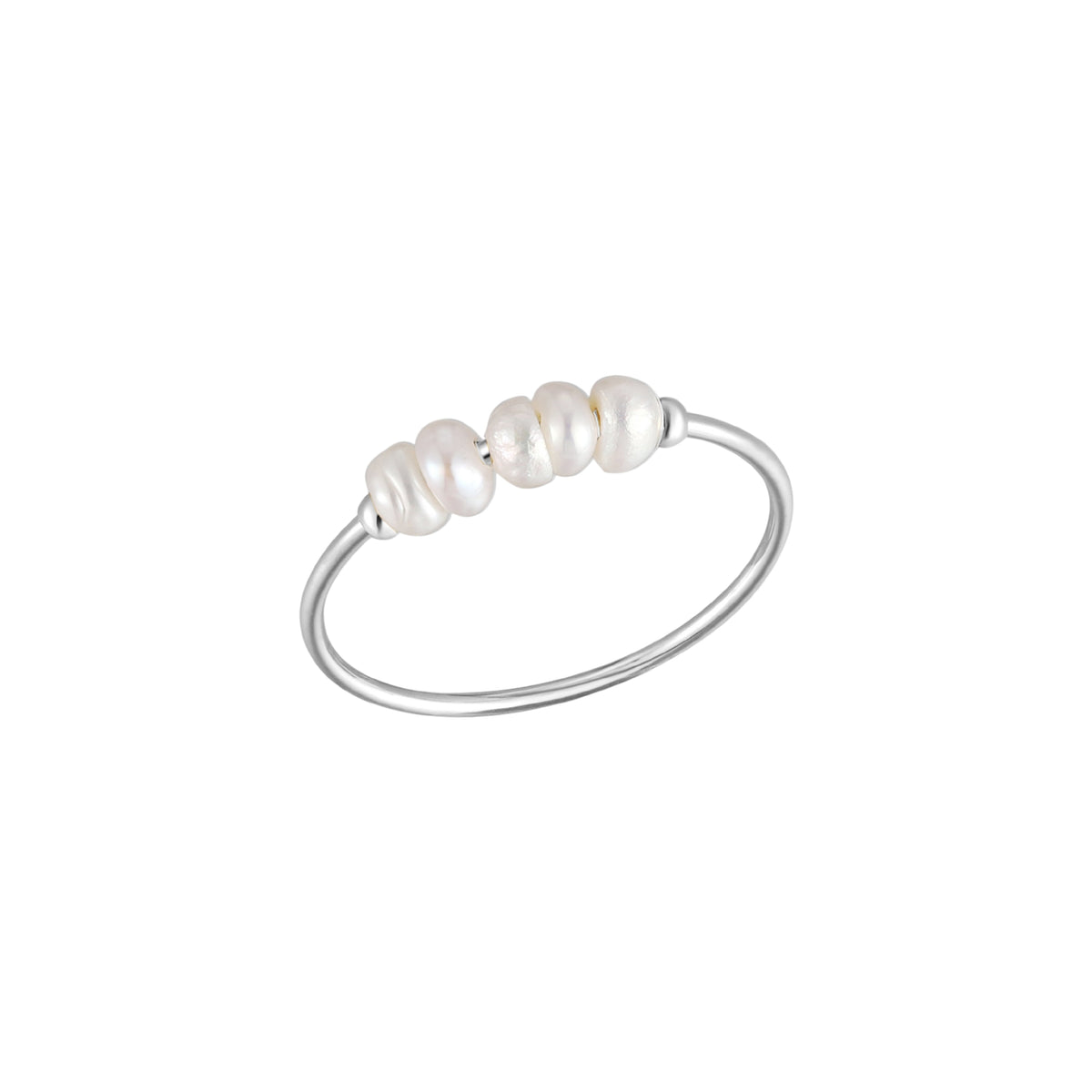 Five Freshwater Pearl Ring, Steel