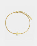 Minimal Cross Chain Bracelet, 18K Gold-Plated Steel