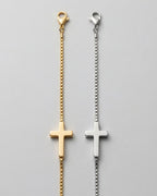 Minimal Cross Chain Bracelet, 18K Gold-Plated Steel