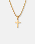 Minimal Cross Pendant Necklace, 18K Gold-Plated Steel
