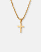 Minimal Cross Pendant Necklace, 18K Gold-Plated Steel
