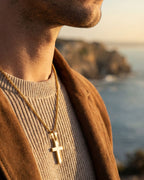 Minimal Cross Pendant Necklace, 18K Gold-Plated Steel