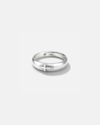 Minimal Cross Adjustable Open Ring, Silver-Tone Copper
