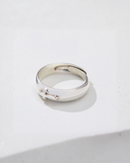 Minimal Cross Adjustable Open Ring, Silver-Tone Copper
