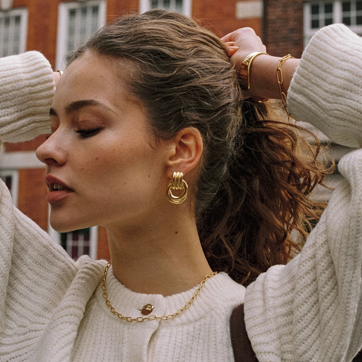 Sculptural Double Oval Drop Earrings — Louvres