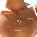 Sun and Crescent Moon Necklace, Steel