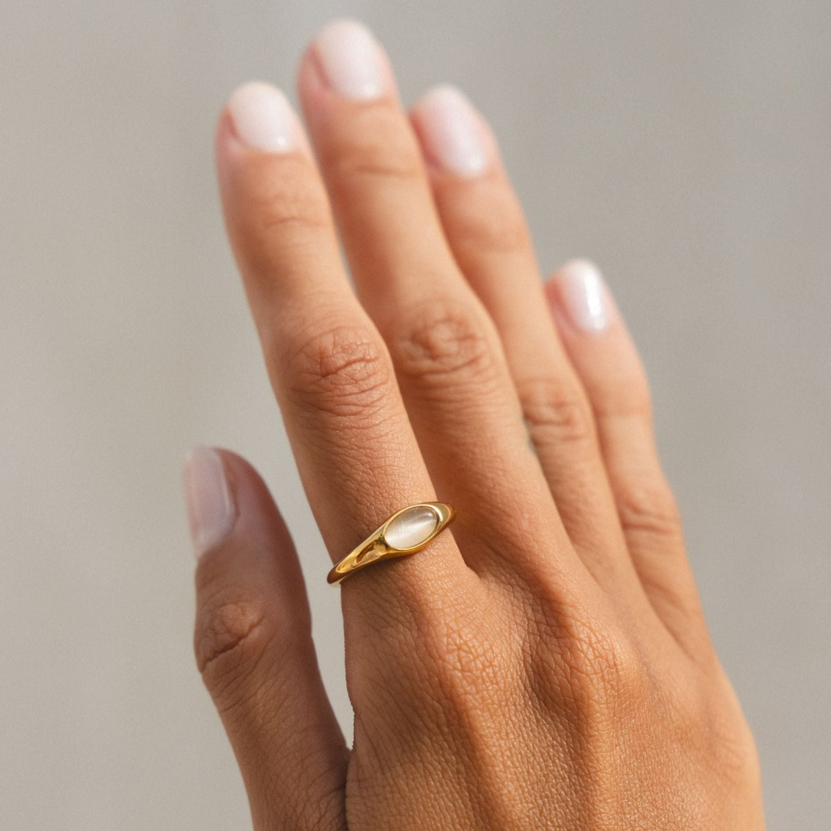 Oval Moonstone Ring, Stainless Steel
