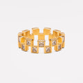 Geometric Zircon Band Ring, Gold PVD Steel — Mosaic
