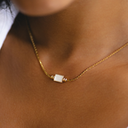Mother-of-Pearl Pendant Necklace, Stainless Steel — Lune