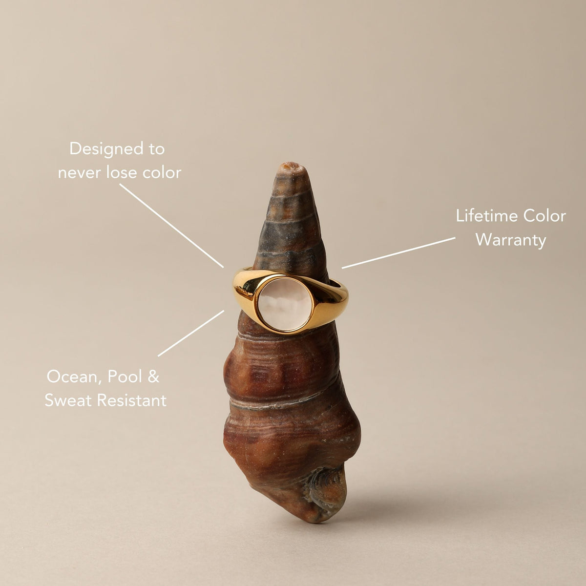 Round Mother-of-Pearl Signet Ring