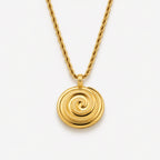 Spiral Disc Pendant Necklace, 19 mm, Gold PVD Steel — Nalu