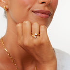 Two Pear Zircon Open Ring, Steel — Naya