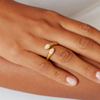 Two Pear Zircon Open Ring, Steel — Naya