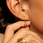 North Star Charm Earrings, White Zircon, Gold PVD Steel