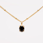 Oval Black Cubic Zirconia Pendant Necklace