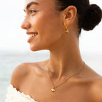 Whale Tail Coin Drop Hoop Earrings, Steel