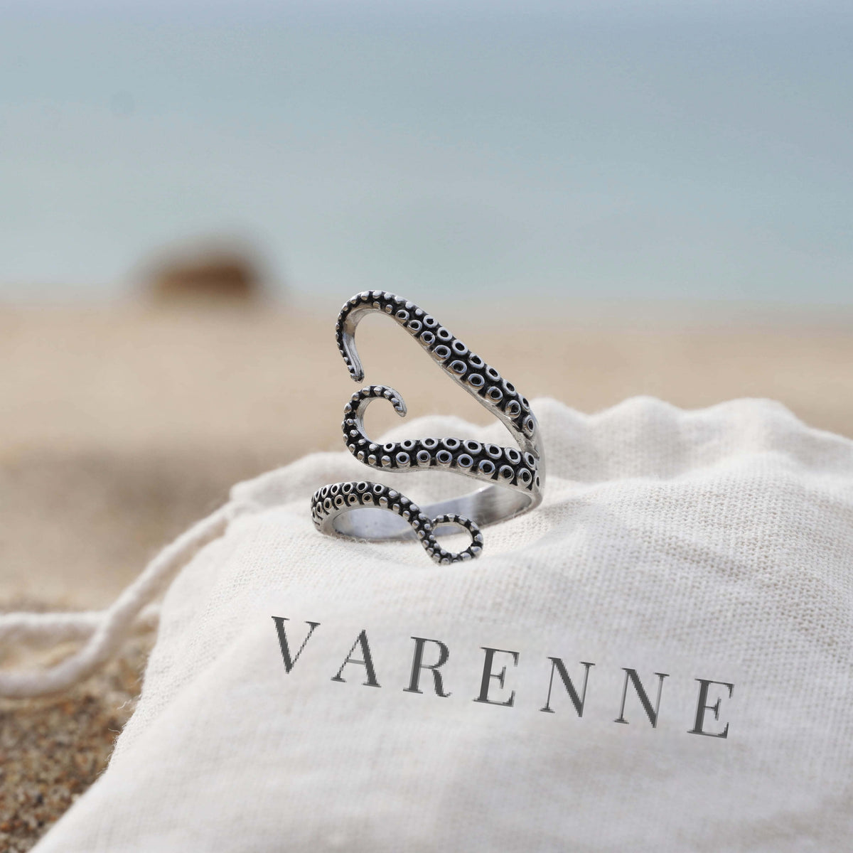Adjustable Octopus Tentacle Ring, Stainless Steel