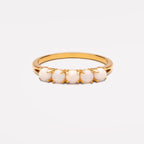 Opal Row Band Ring, Stainless Steel