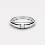 Round Opal Band Ring, 5 mm, Stainless Steel