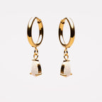 Opal Teardrop Huggie Hoop Earrings, Steel