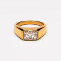 White Zircon Rectangular Signet Ring — Kaia