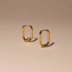 Elongated Oval Hoop Earrings, 15 × 24 mm
