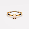 Oval White Opal Solitaire Ring, Steel