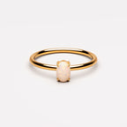 Oval White Opal Solitaire Ring, Steel