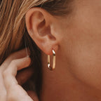 Elongated Oval Hoop Earrings, 15 × 24 mm