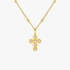 Glass Pearl Cross Necklace, 15 mm