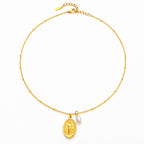 Oval Devotional Medal and Pearl Necklace — Faith