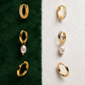 Hammered Pearl Hoop Earrings, 12 mm