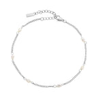 Freshwater Pearl Station Anklet, 3 mm Pearls