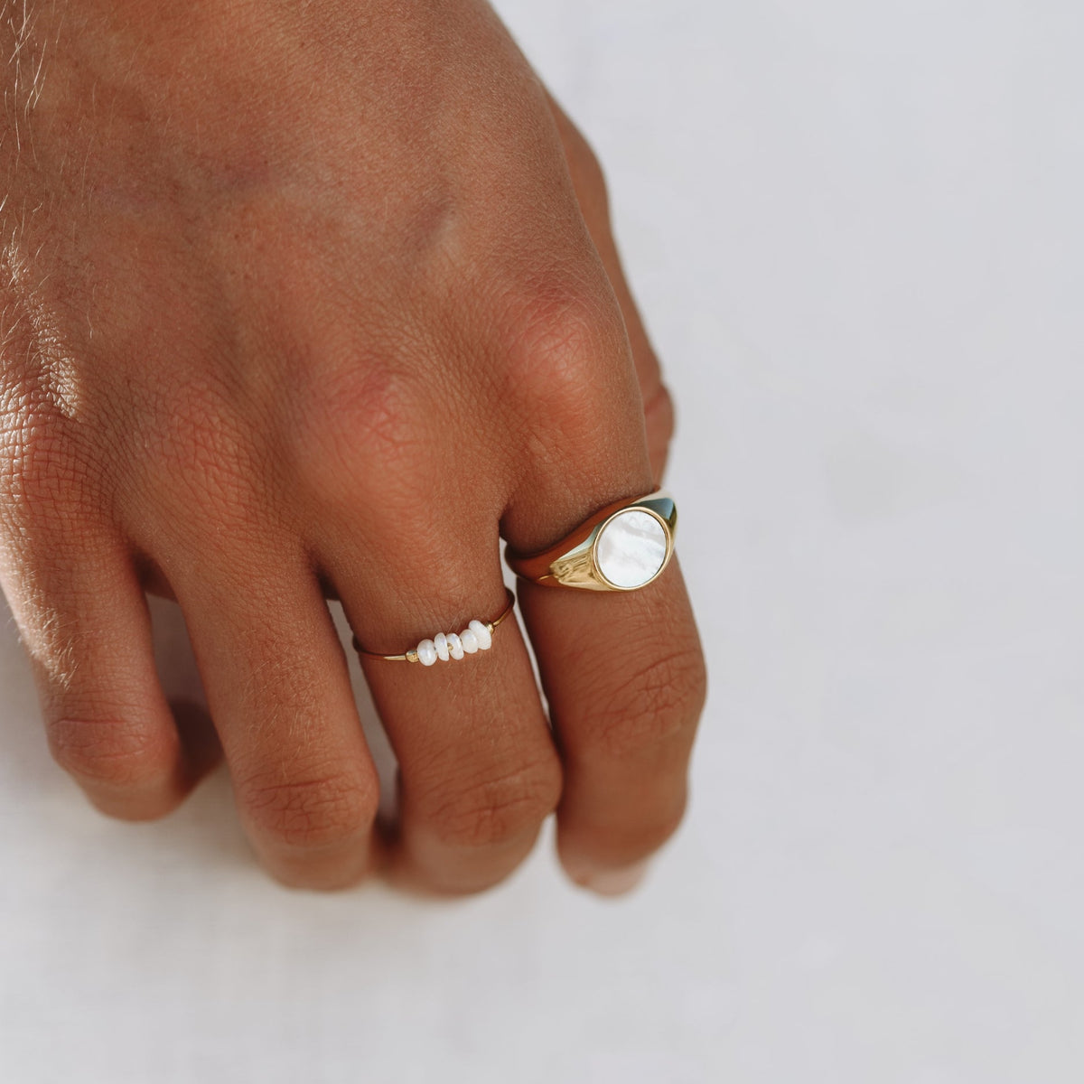 Round Mother-of-Pearl Signet Ring