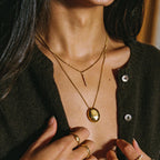 Polished Pebble Pendant Necklace, Steel