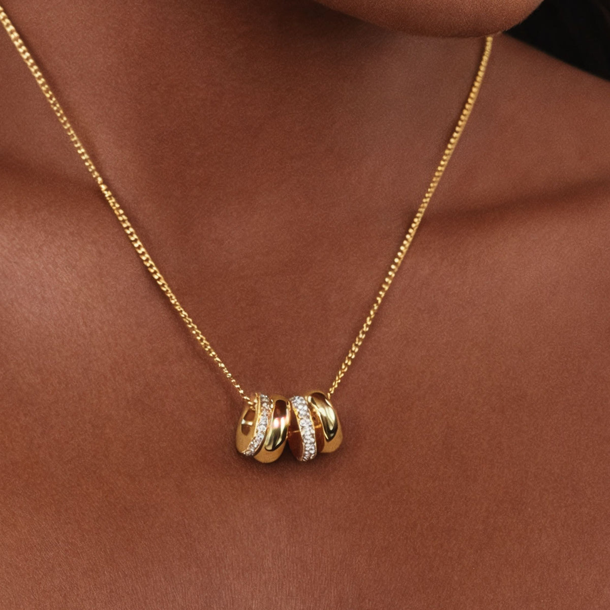 Triple Ring Zircon Necklace — Monte Carlo