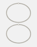 Men’s Permanent Couple Bracelet Set, 2 Pieces, Silver-Plated