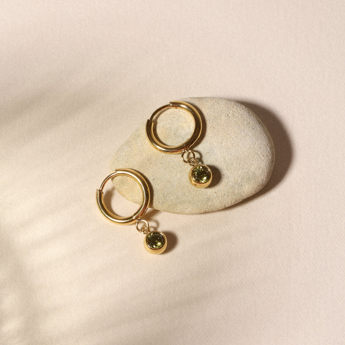 Birthstone Color CZ Charm Hoop Earrings