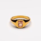 Pink Zircon Signet Ring, 4 × 6 mm — Rosé