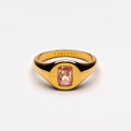 Pink Zircon Signet Ring, 4 × 6 mm — Rosé