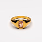 Pink Zircon Signet Ring, 4 × 6 mm — Rosé