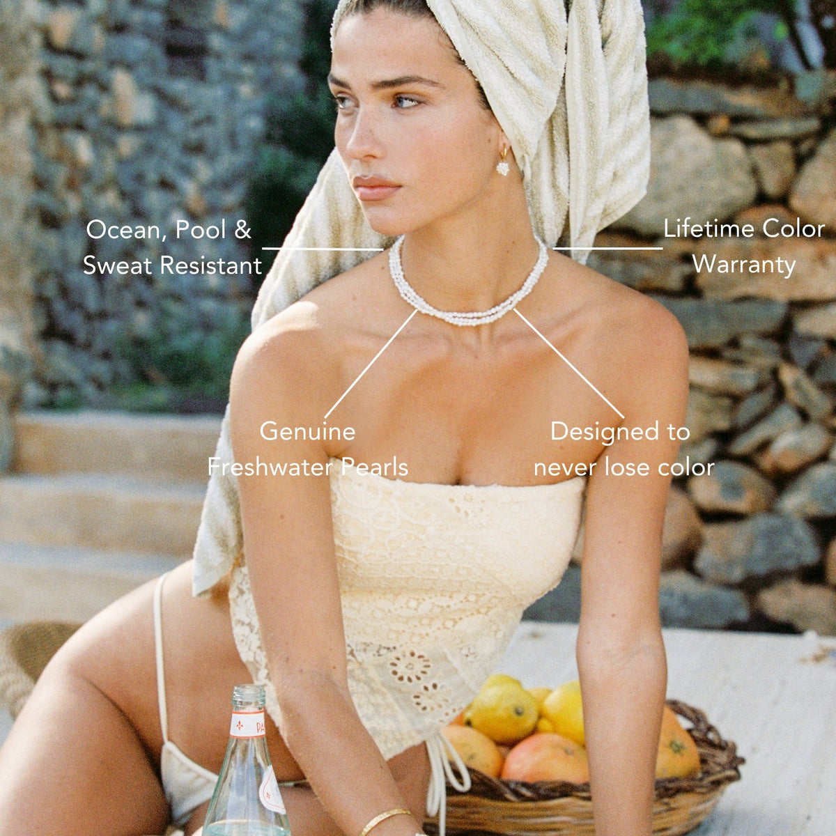Triple Strand Freshwater Pearl Choker — Positano