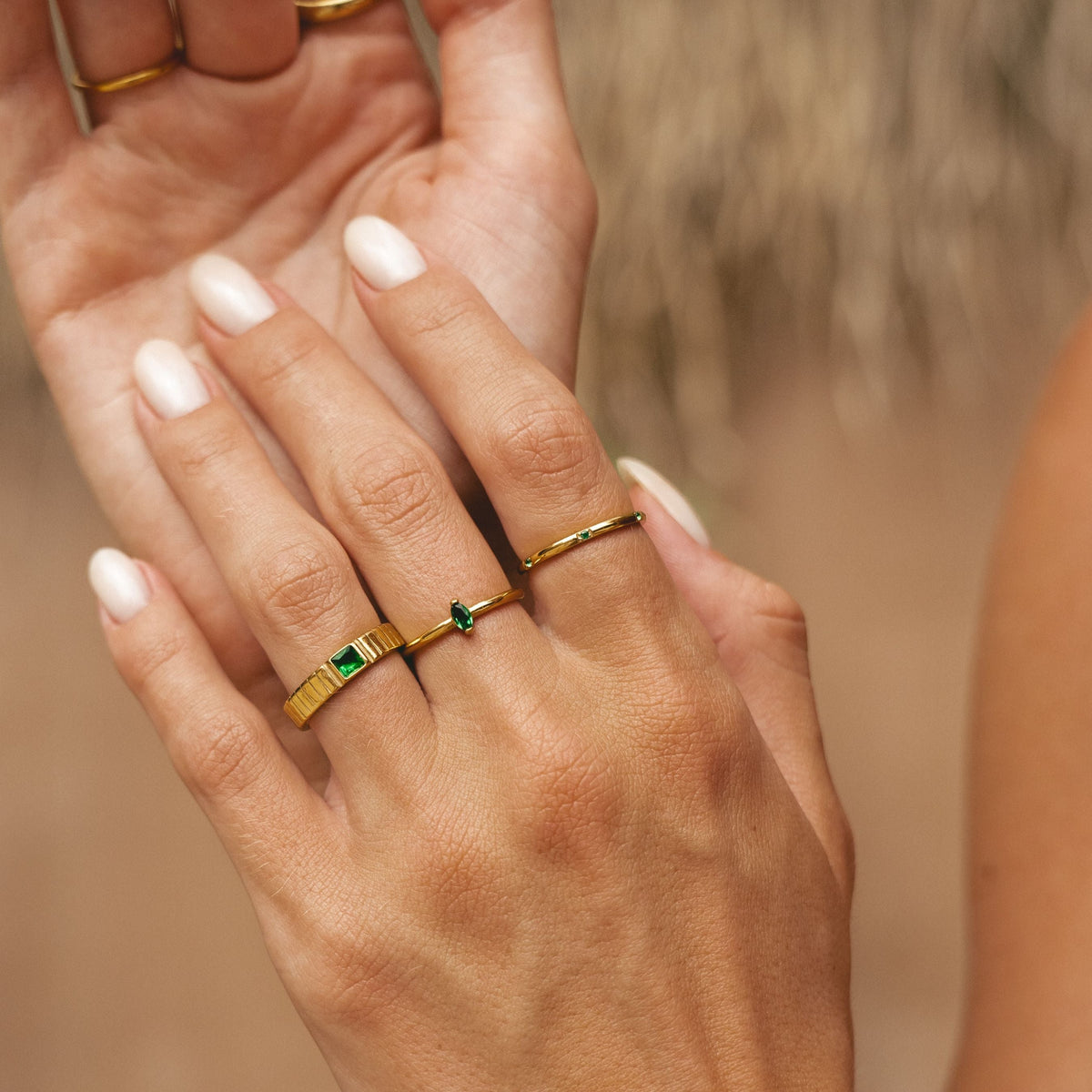Green Marquise Stone Solitaire Ring, Steel
