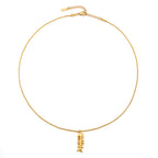Fishbone Pendant Rope Chain Necklace, Gold PVD Steel