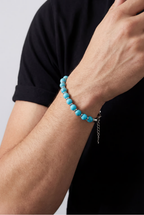 Men’s Turquoise Bead Bracelet, 8 mm, Stainless Steel Clasp