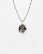 Saint Michael Medallion Necklace, Silver-Plated Steel