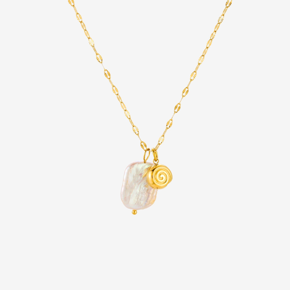 Pearl and Spiral Shell Pendant Necklace — Seashell Cove