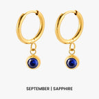 Birthstone Color CZ Charm Hoop Earrings