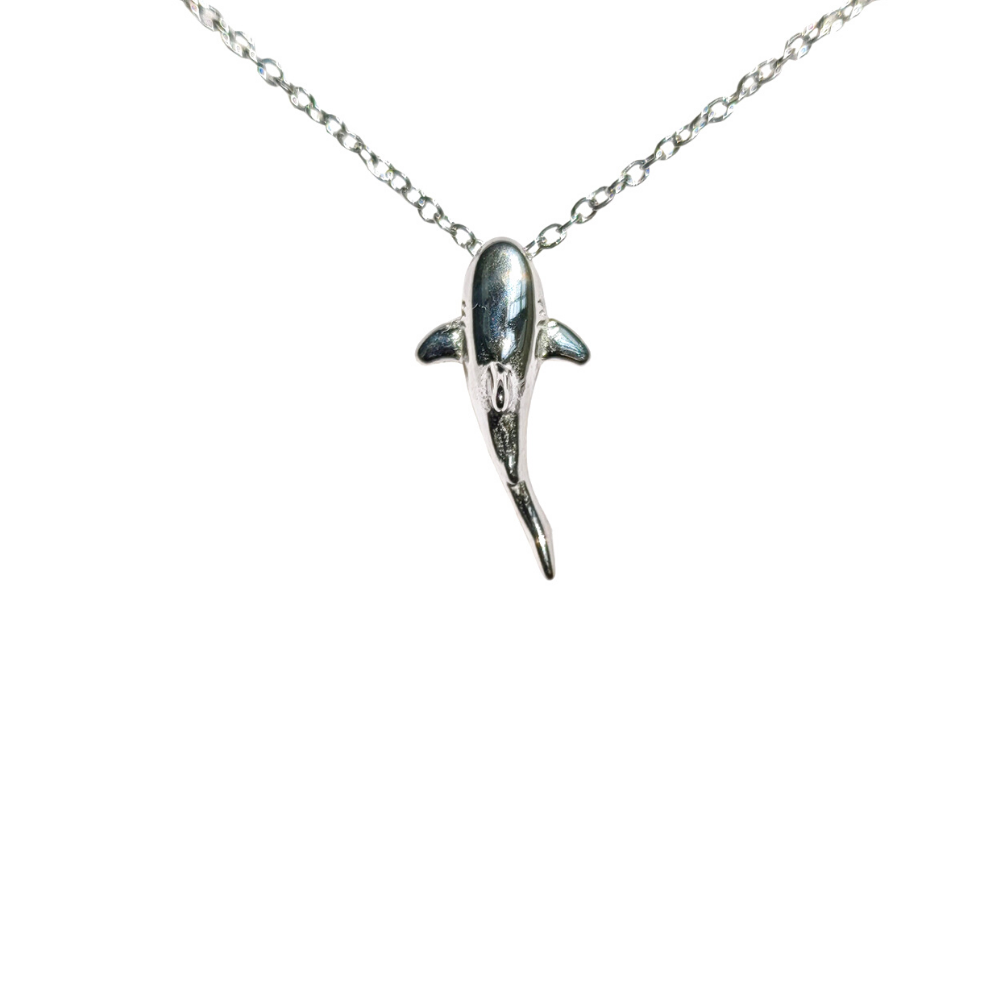 Shark Pendant Necklace, 45 cm, Steel