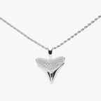 Zircon Shark Tooth Pendant Necklace, 18 mm